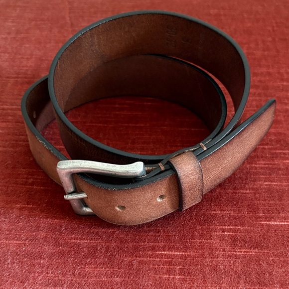 Genuine Leather Belt Unisex 30-32 Cognac Brown 1.5in wide - Picture 1 of 4